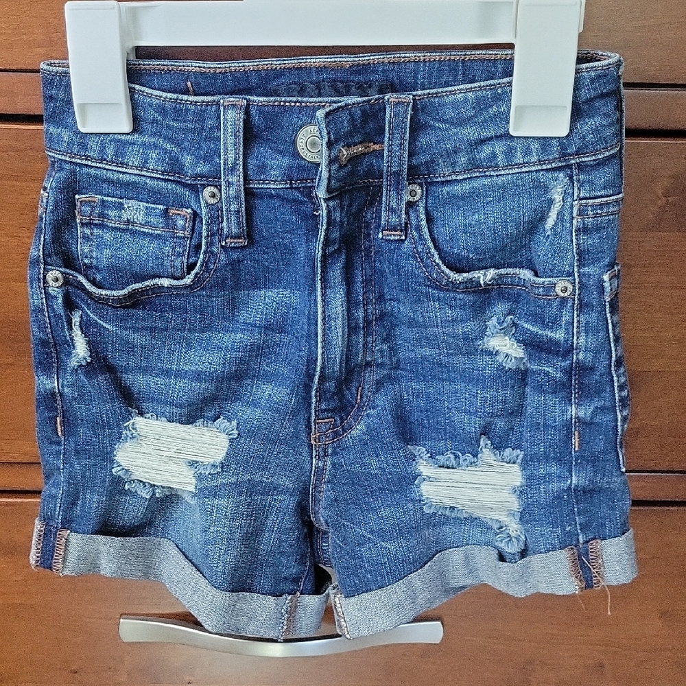 Aeropostale Blue Distressed Jean Shorts